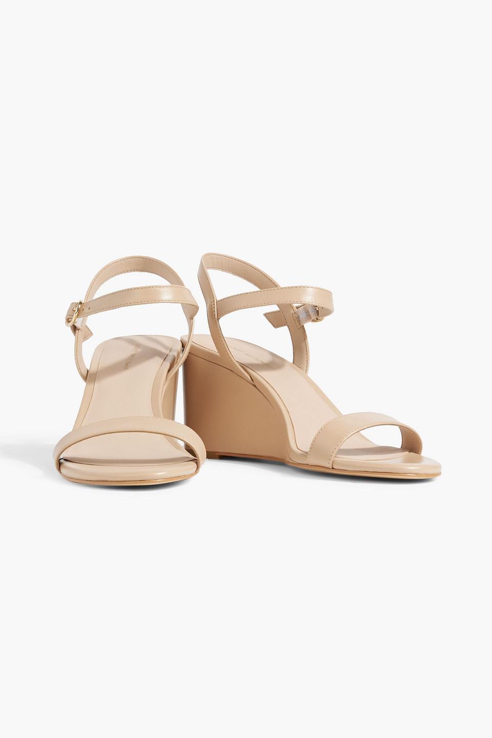 STUART WEITZMAN Dancer 75 Leather Wedge Sandal In Beige Product Image