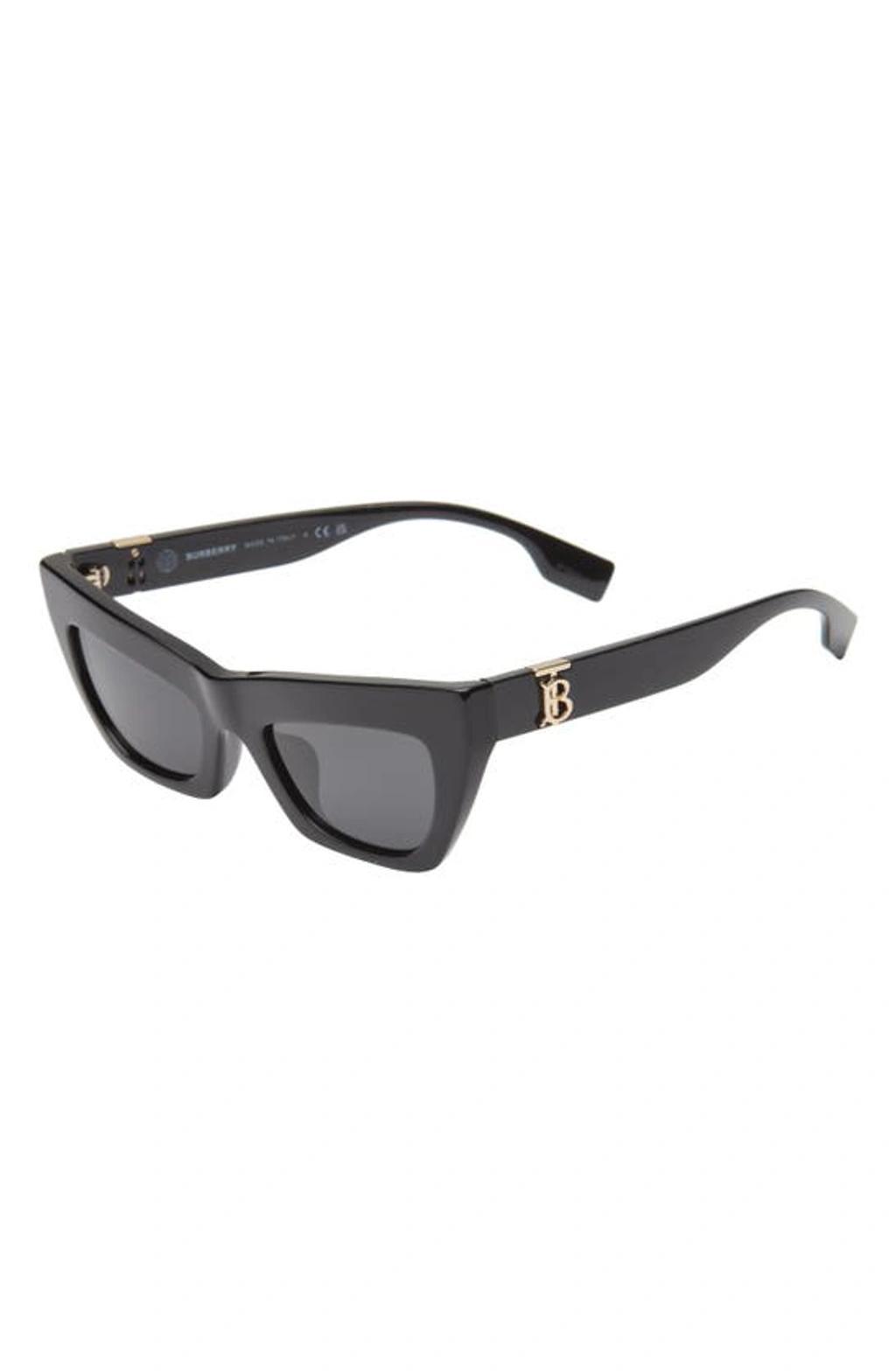 BURBERRY Be4405f Tb Monogram Acetate Cat-eye Sunglasses In Black Product Image