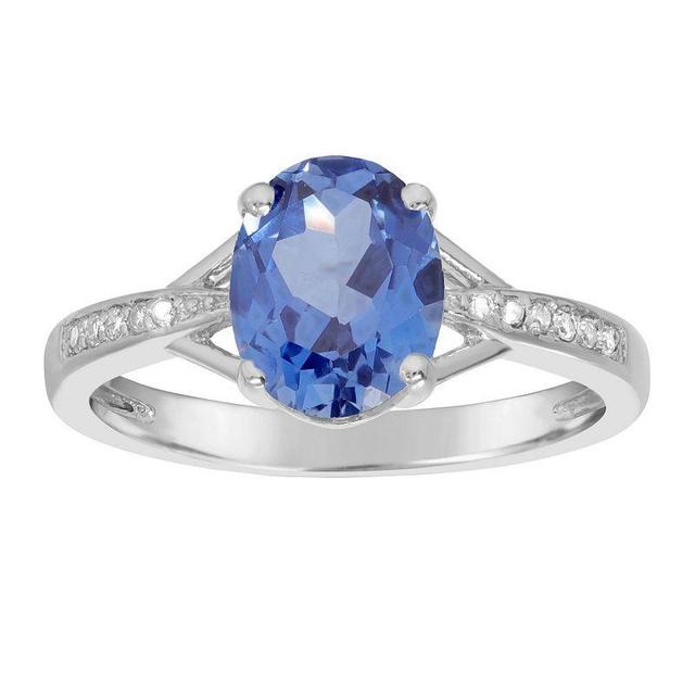 Gemminded Sterling Silver Lab-Created Sapphire & Diamond Accent Ring, Womens Blue Product Image