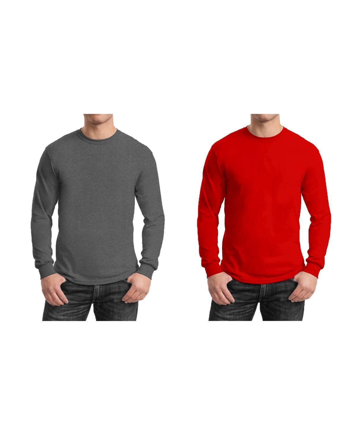 Galaxy By Harvic Mens 2-Pack Egyptian Cotton-Blend Long Sleeve Crew Neck Tee - Charcoal Product Image