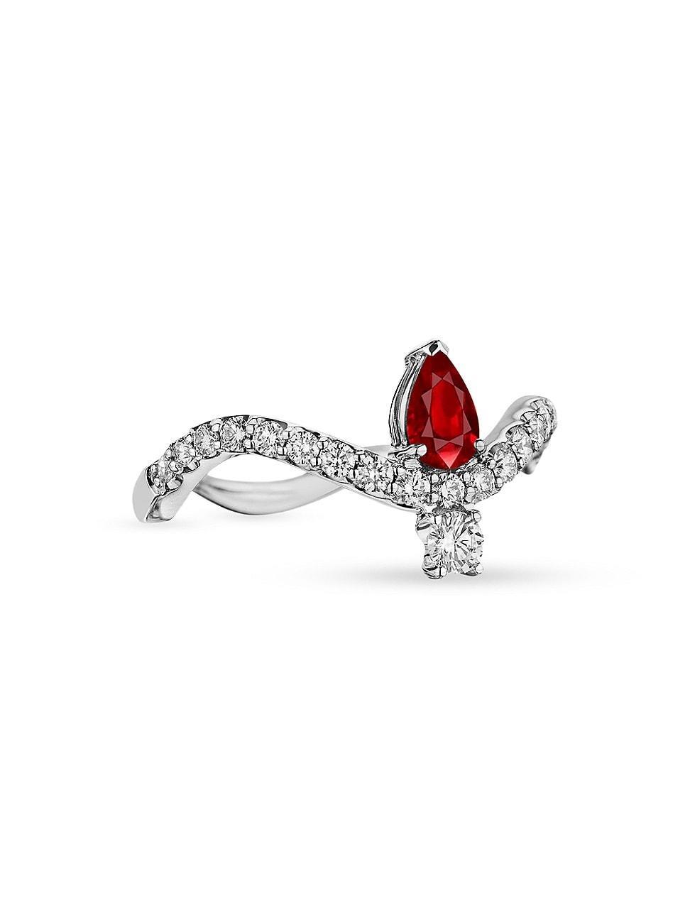 Womens Mirage 18K White Gold, Ruby & 0.40 TCW Diamond Ring Product Image