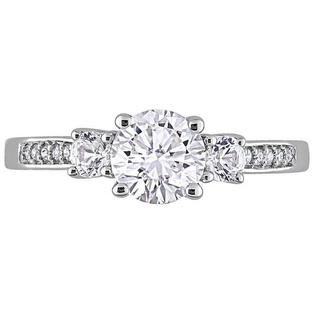 Stella Grace 10k White Gold Lab-Created White Sapphire & Diamond Accent 3-Stone Engagement Ring, Womens Product Image