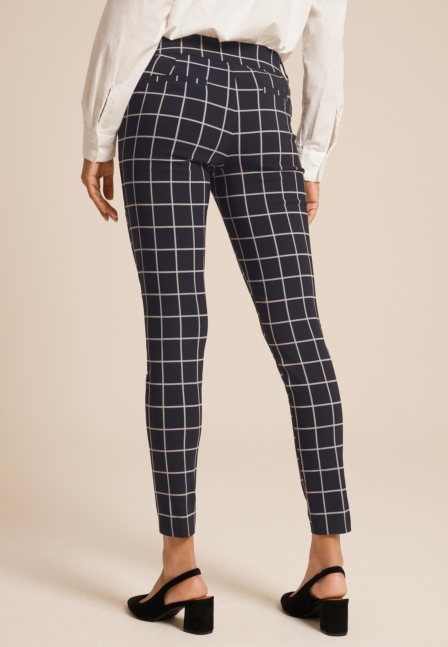 Bengaline Mid Rise Windowpane Skinny Pant Product Image