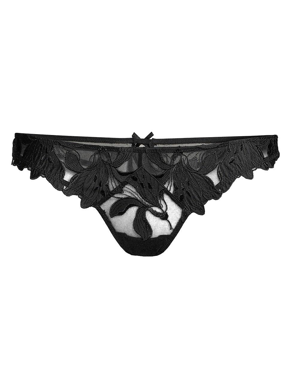 Fleur du Mal Lily Embroidered Hipster Thong Product Image