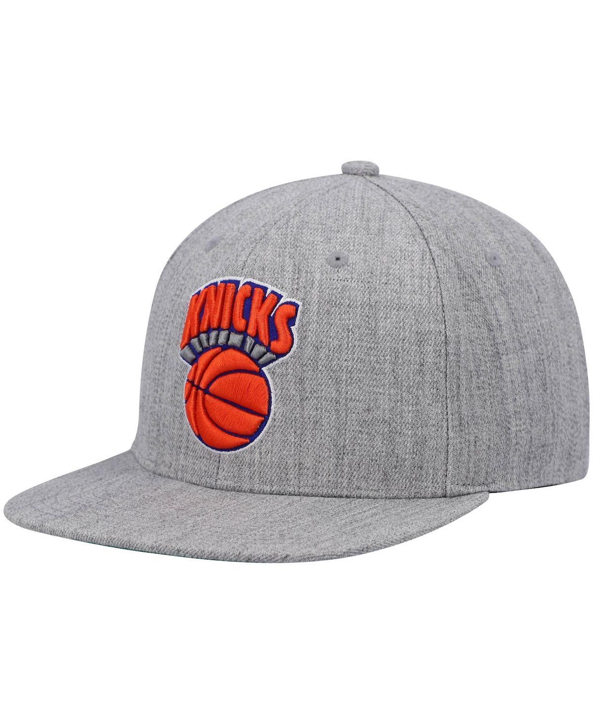 Mens Mitchell & Ness Heathered Gray New York Knicks Hardwood Classics Team 2.0 Snapback Hat Product Image