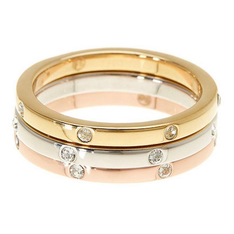 Adornia 14k Gold & Rose Gold Plated Stainless Steel Cubic Zirconia Dotted Eternity Band Trio Set, Womens Gold Tone Product Image