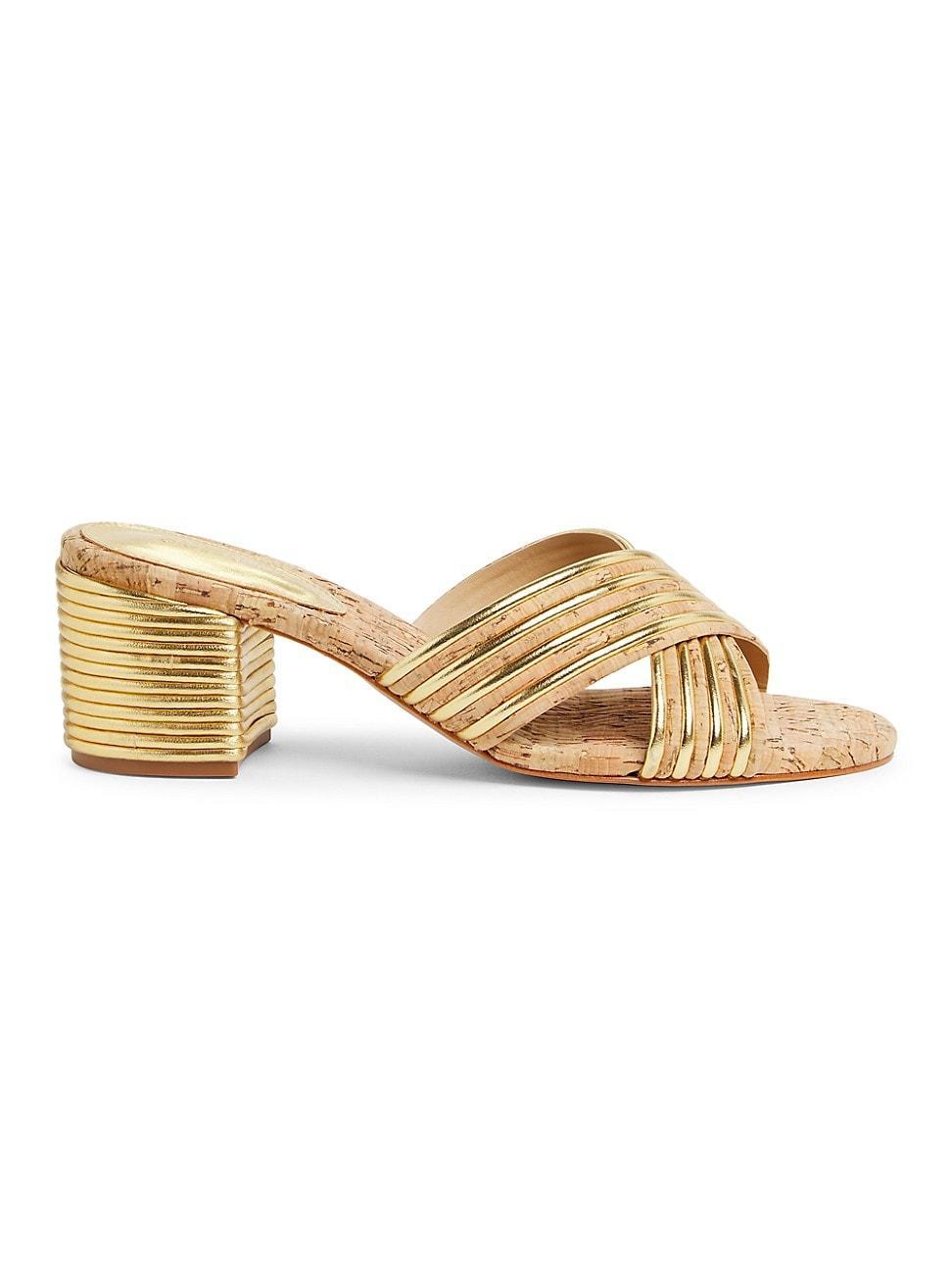 Womens Latifah 65MM Metallic Leather Mule Sandals Product Image