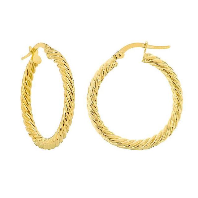 14k Gold Rope Twist Hoop Earrings, Womens, Yellow Product Image