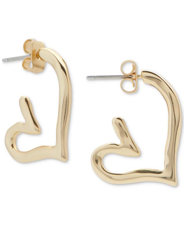 Lucky Brand Gold-Tone Small Open Heart Hoop Earrings Product Image