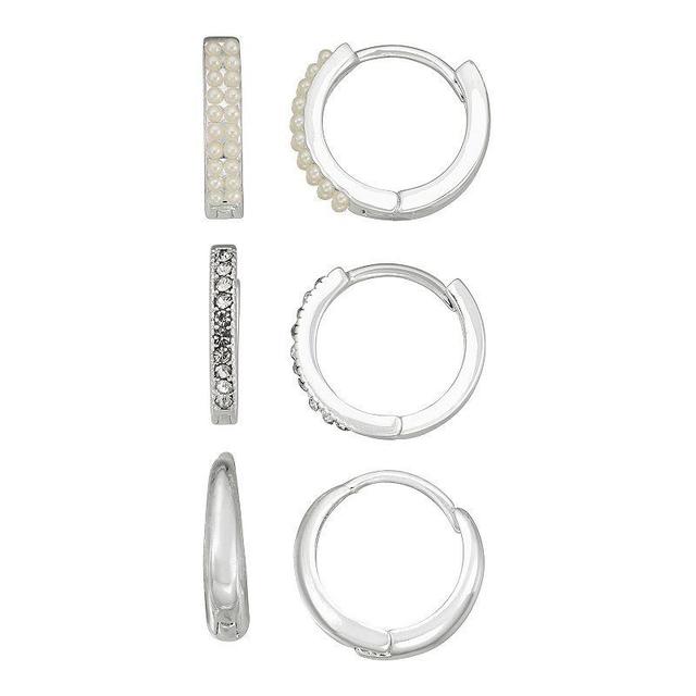 Napier Silver Tone Hoop Earring Set, Womens Product Image