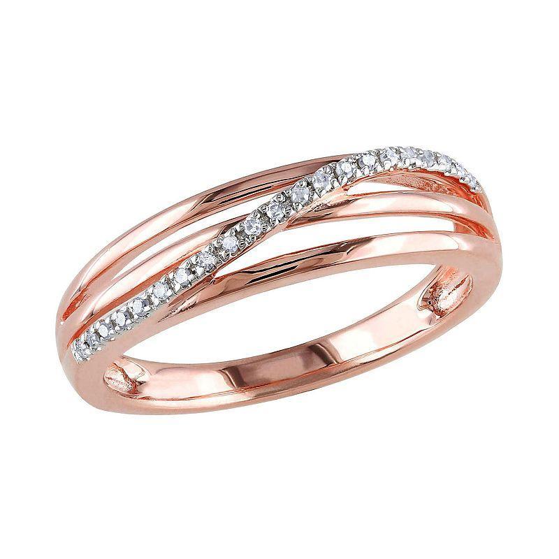 Stella Grace 18k Rose Gold Over Silver Diamond Accent Crisscross Ring, Womens White Product Image