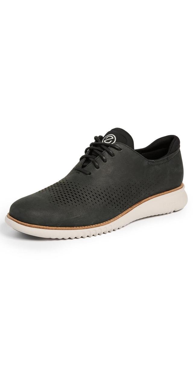 COLE HAAN 2.zerogrand Laser Wingtip Oxfords In Black Nubuck/gray Product Image