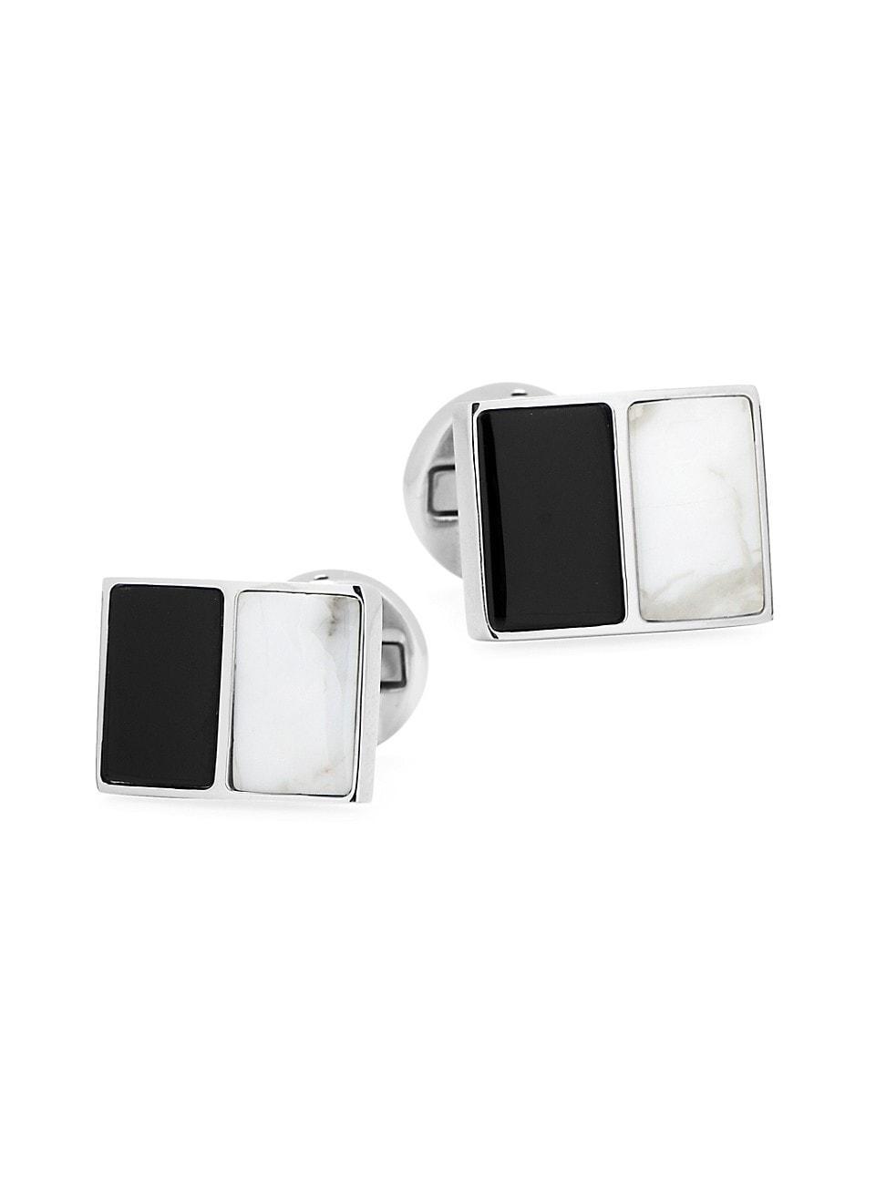 Mens Ox & Bull Trading Co. Jade & Onyx Split Stainless Steel Cufflinks Product Image