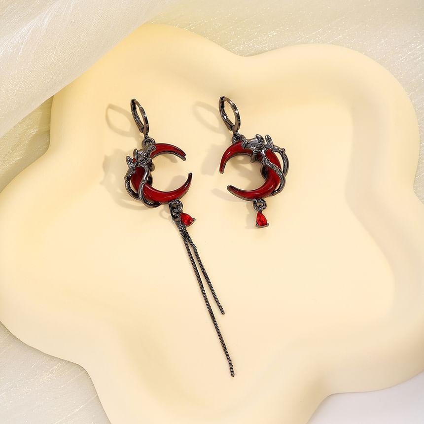 Moon Asymmetrical Alloy Threader Earring Product Image