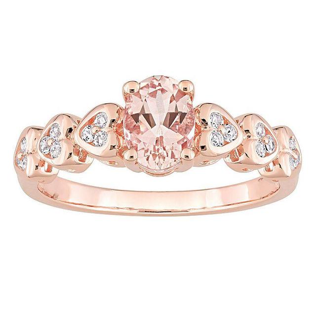 Stella Grace 18k Rose Gold Over Silver Morganite & White Topaz Heart Ring, Womens Rose Gold Tone Product Image