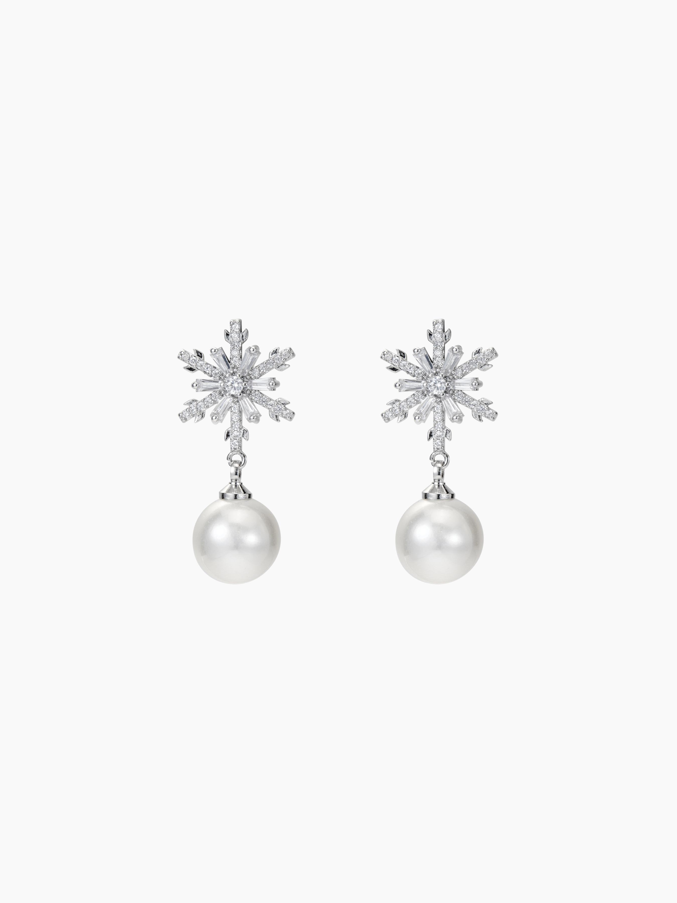 Snowflake Pattern Drop Earrings  Product Image