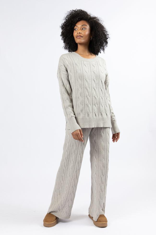 Forever Winter Grey Cable Knit Lounge Top Product Image