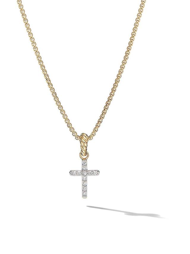 Womens Cable Collectibles Cross Amulet in 18K Yellow Gold with Pav Diamonds Product Image