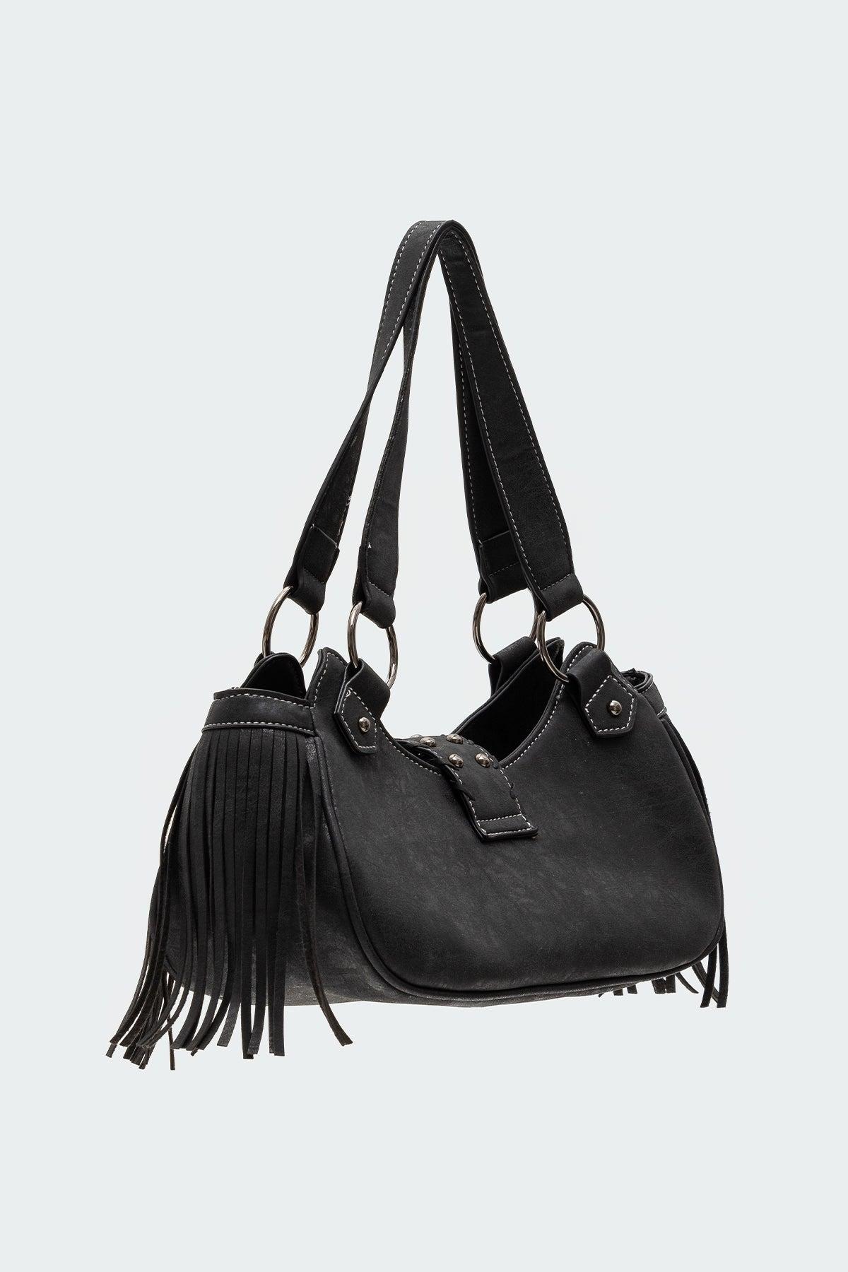 Shterna Fringed Faux Leather Sueded Bag Product Image