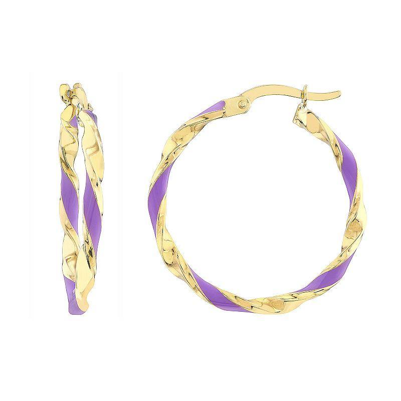 Color Romance 20 mm Enamel Twist Hoop Earrings, Womens, White Product Image