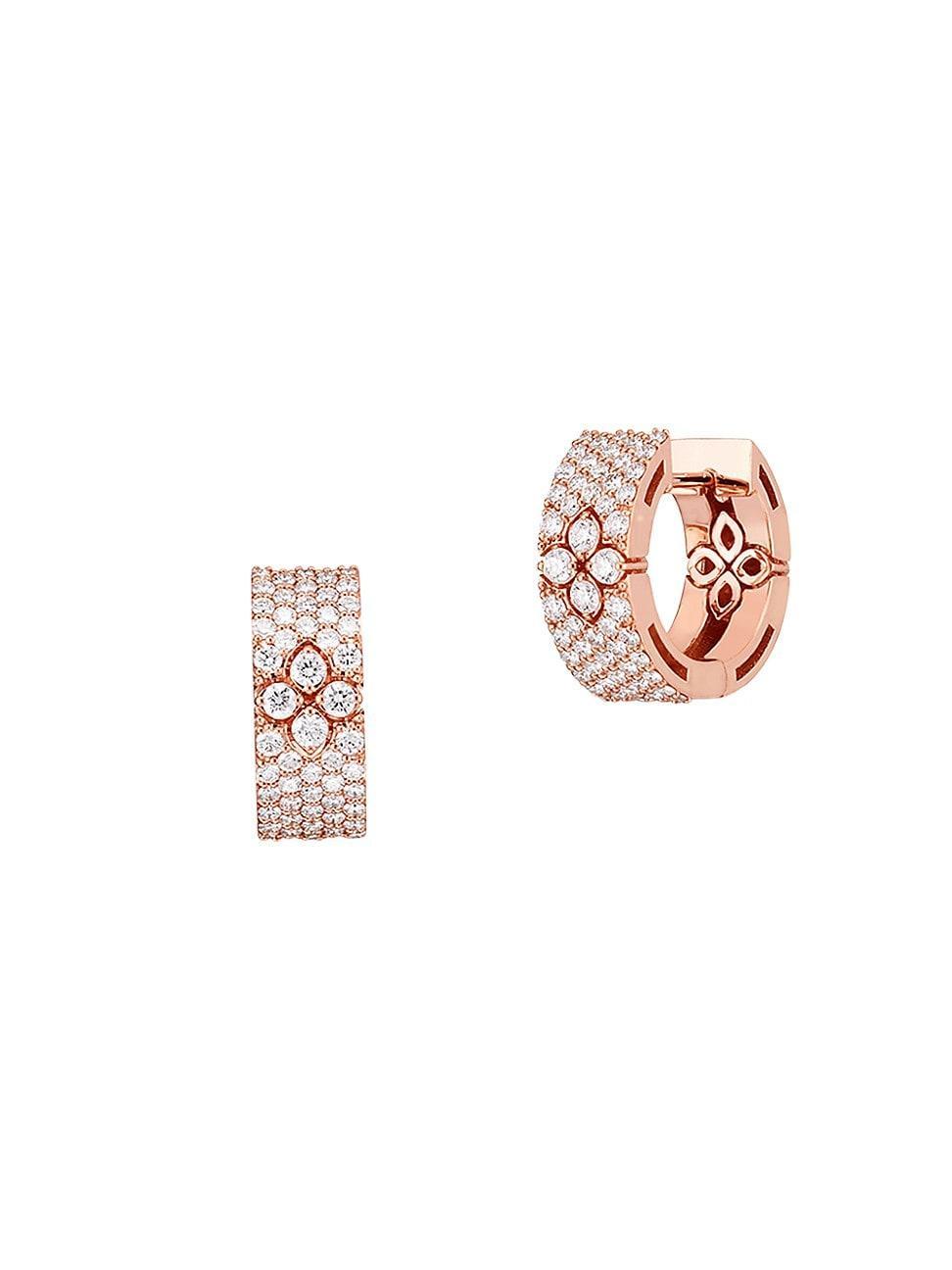 Womens Love In Verona 18K Rose Gold & Diamond Huggie Earrings Product Image