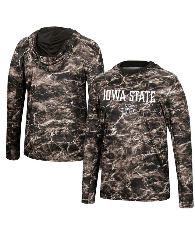 Mens Colosseum Black Iowa Hawkeyes Mossy Oak Spf 50 Performance Long Sleeve Hoodie T-shirt Product Image