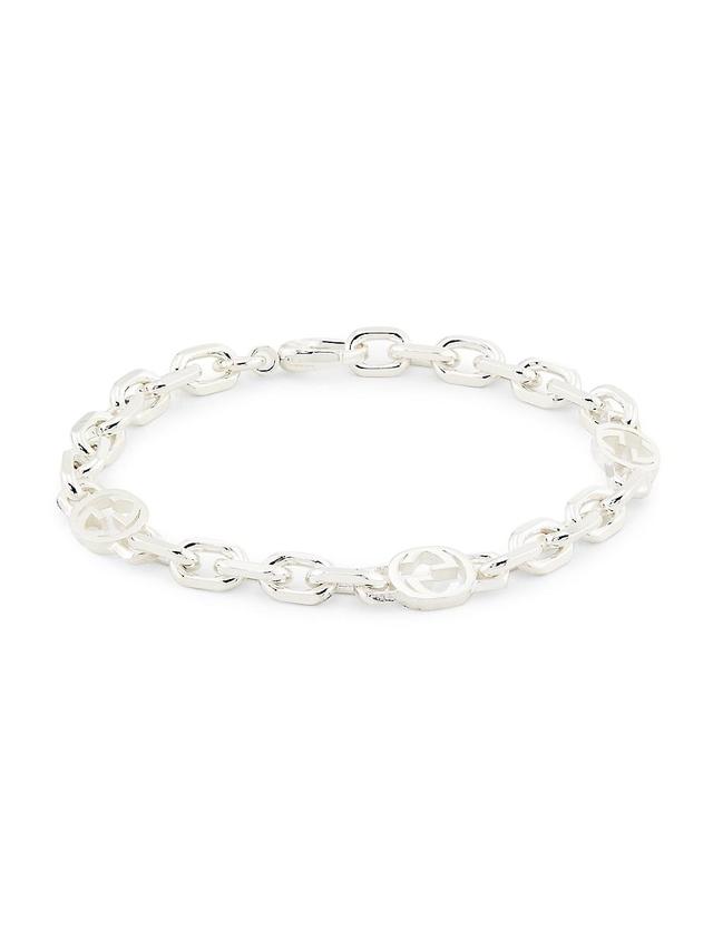 Womens Interlocking G Sterling Silver Bracelet Product Image