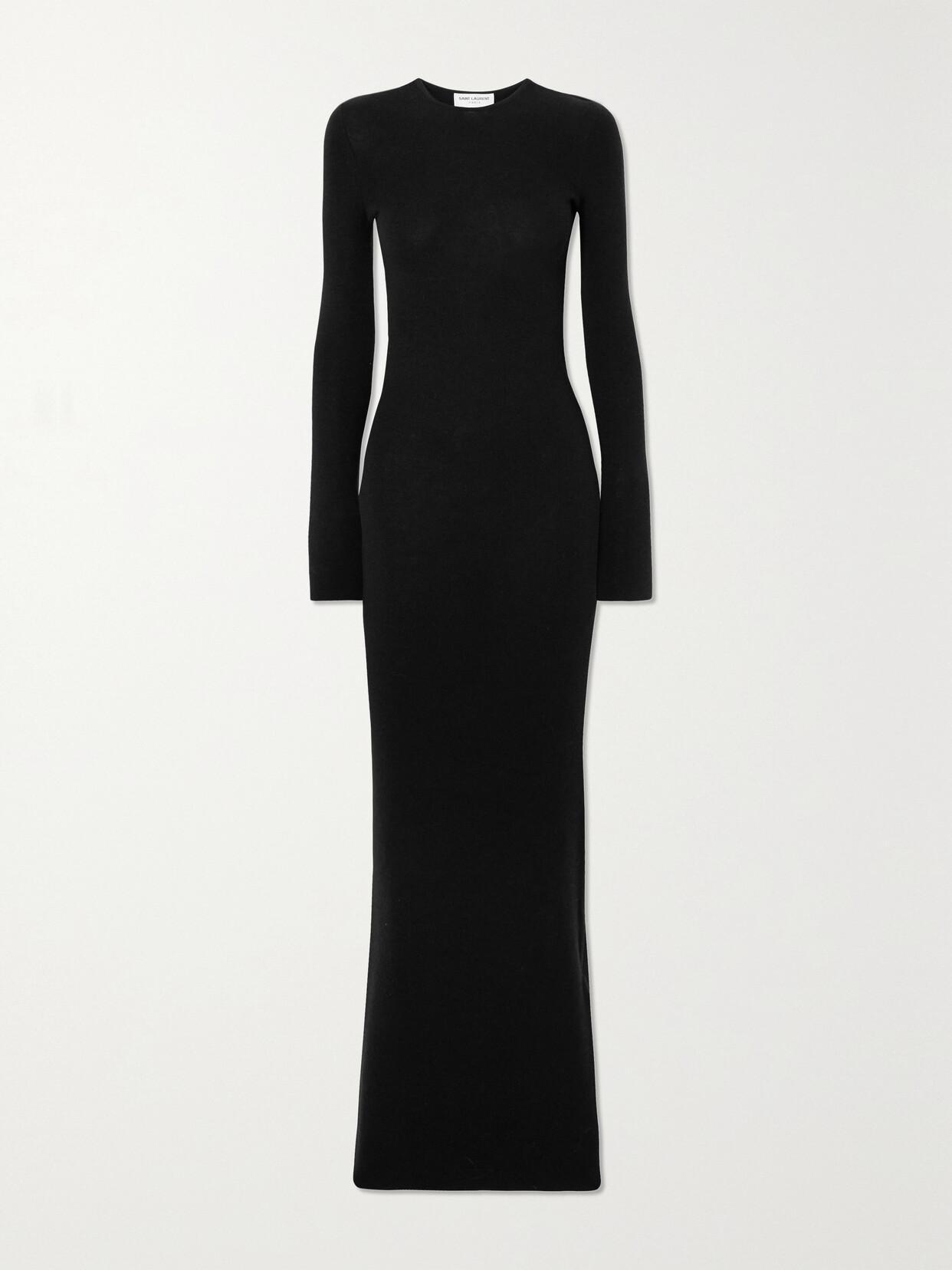 Open-back Wool, Cashmere And Silk-blend Maxi Dress In Black Product Image