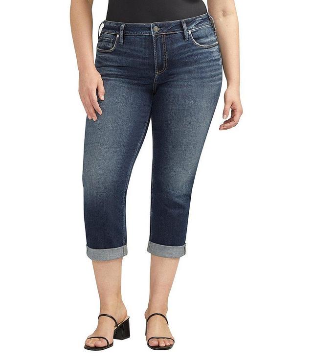 Silver Jeans Co. Plus Size Suki Mid-Rise Lux Stretch Rolled Hem Curvy Fit Capri Jeans Product Image