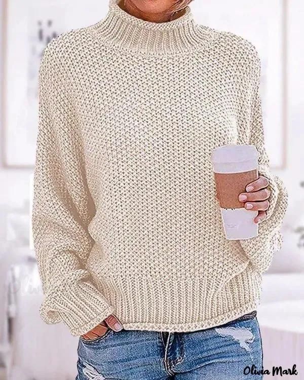 Olivia Mark – Chunky knit sweater with long sleeves and stand-up collar product image