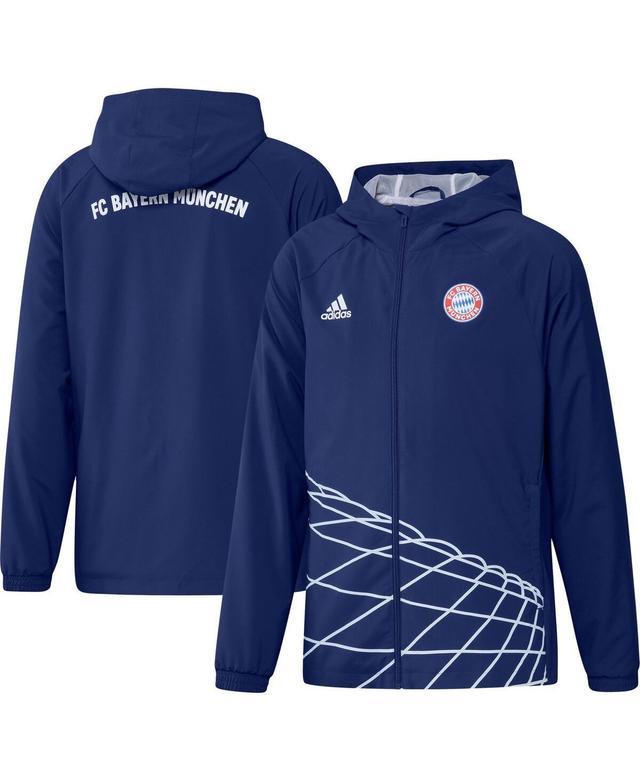 Mens adidas Blue Bayern Munich Graphic Raglan Full-Zip Windbreaker Jacket Product Image