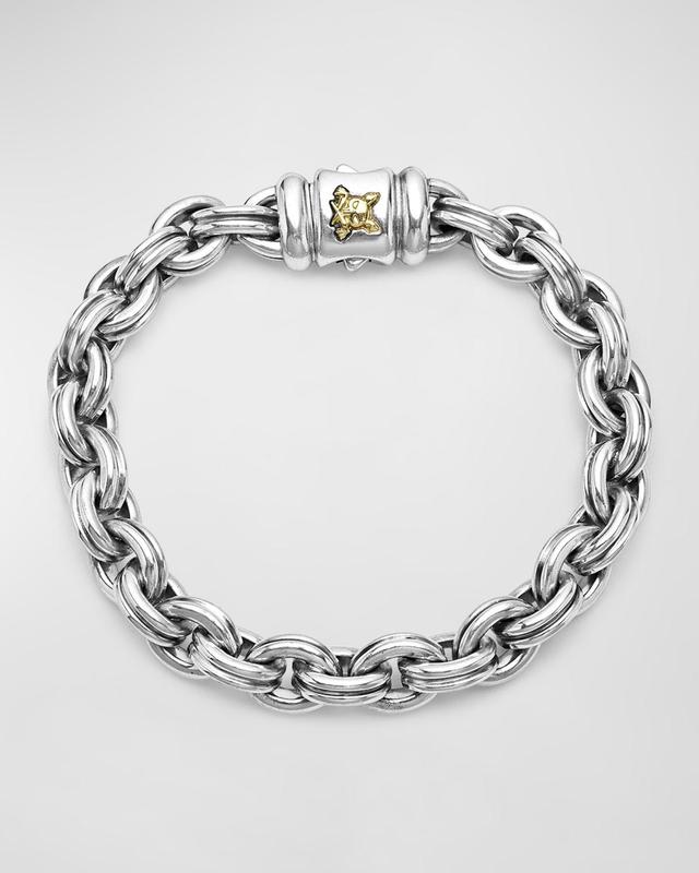 Lagos Mens 18K Yellow Gold & Sterling Silver Anthem Double Link Chain Bracelet - 100% Exclusive Product Image