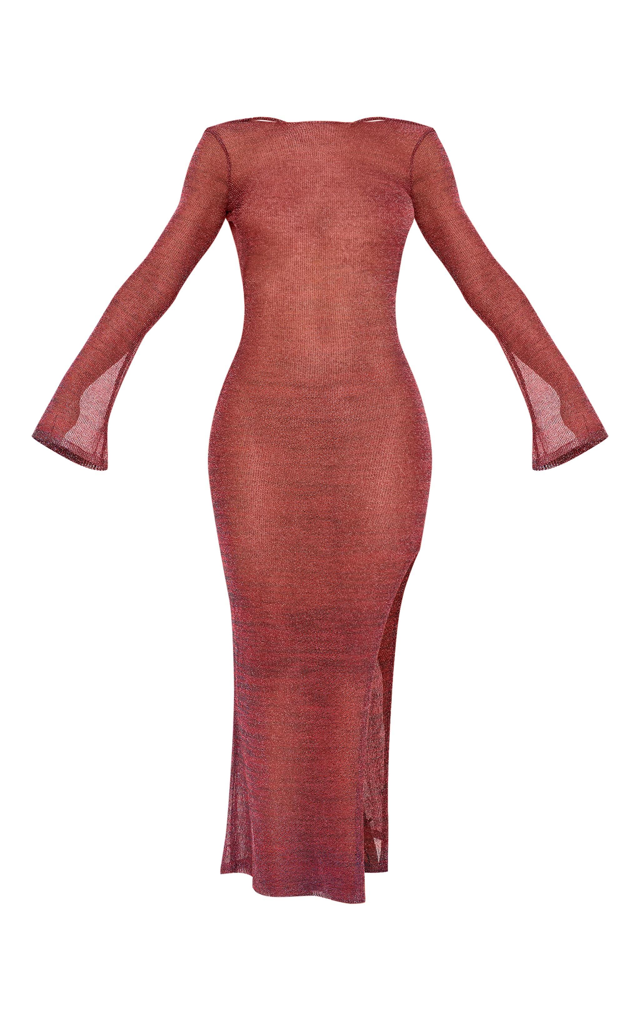 Multi Elora Metallic Knit Open Back Maxi Dress Product Image