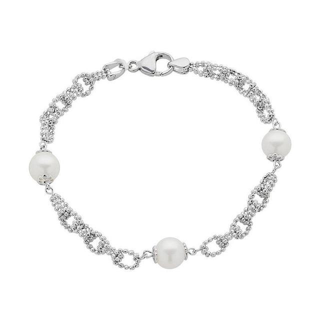 Sterling Silver Freshwater Cultured Pearl Bracelet, Womens White Product Image