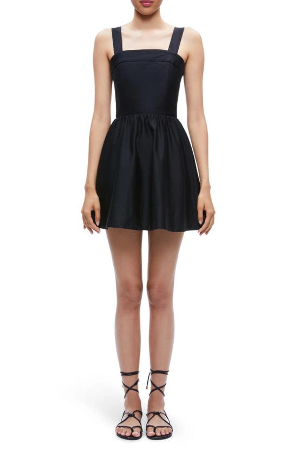 Saige Wide-strap Lace-up Mini Dress In Black Product Image