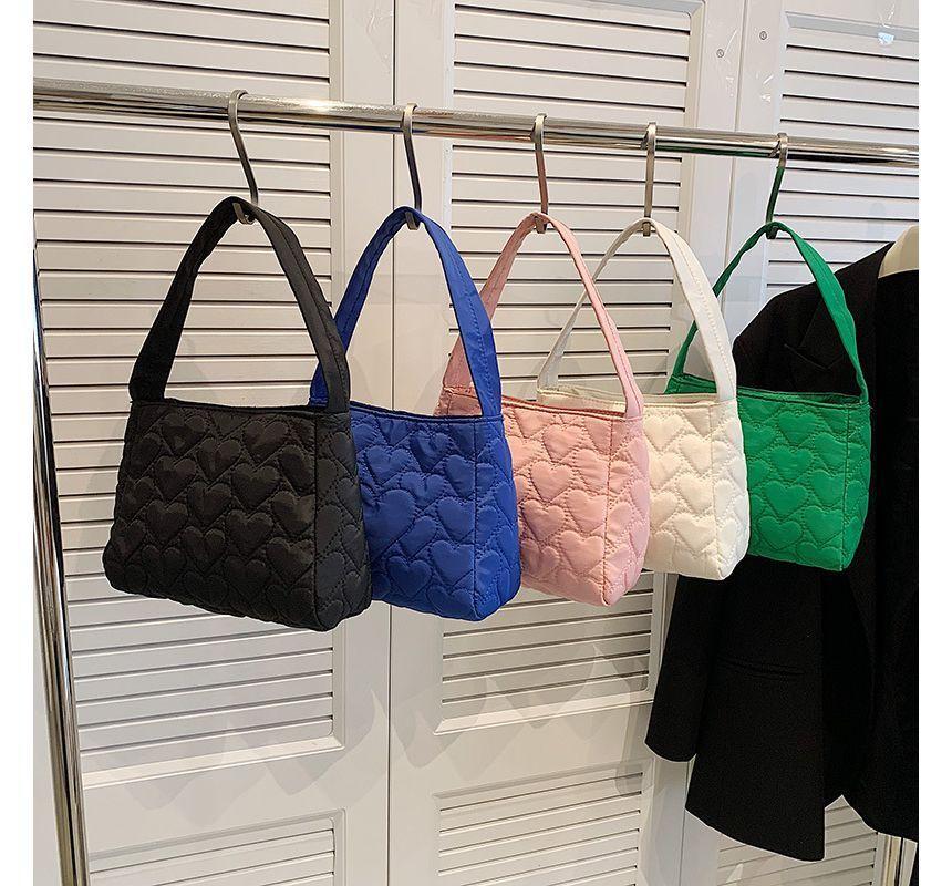 Plain Heart Quilted Shoulder Bag Product Image