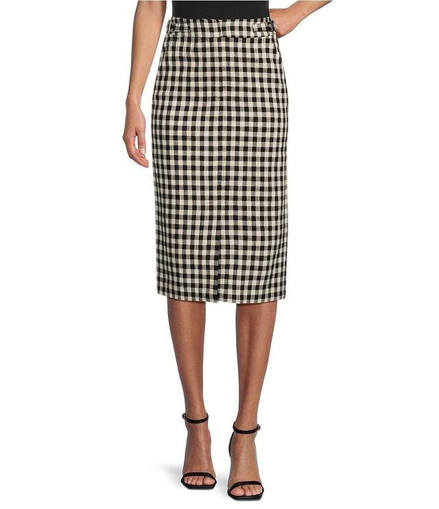 Tara Jarmon Paris Justina Gingham Print Pocketed Knee Length Pencil Skirt Product Image