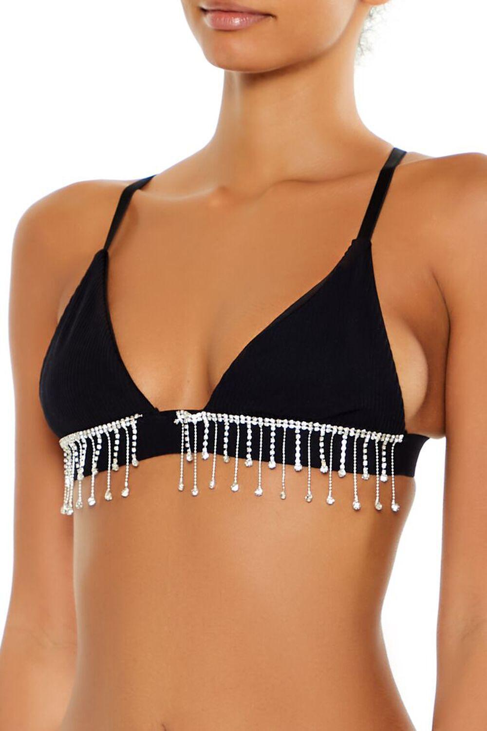 Seamless Rhinestone Fringe Bralette | Forever 21 Product Image