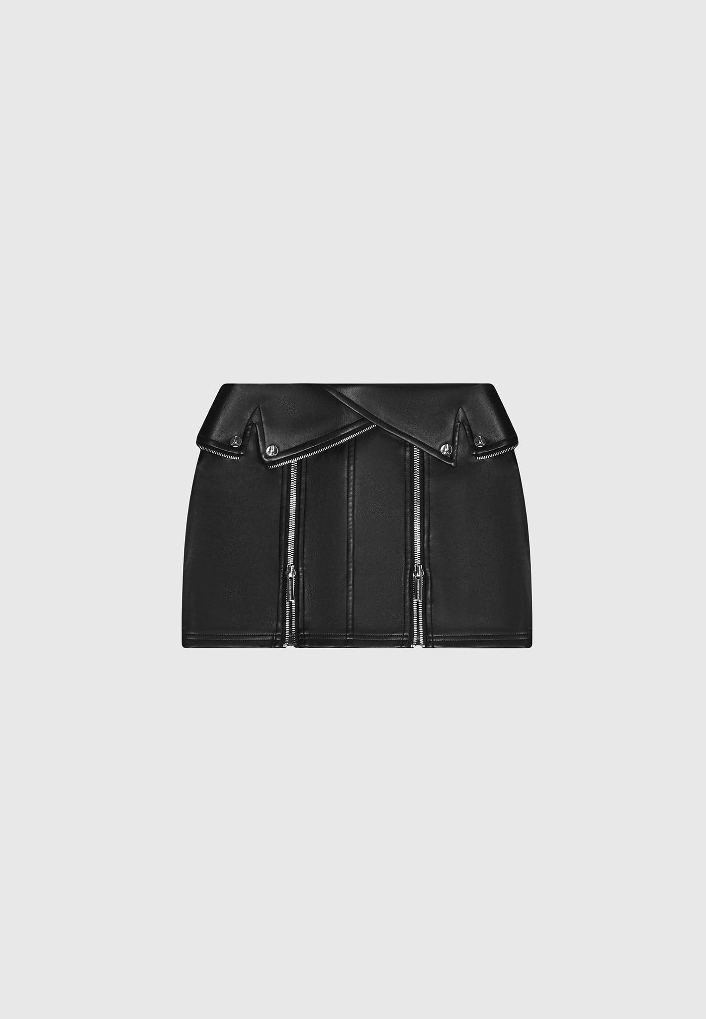 Leather Biker Mini Skirt - Black Female Product Image