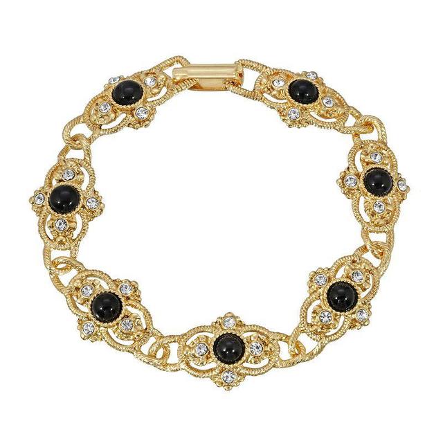 1928 Gold Tone Black Link Bracelet, Womens Product Image