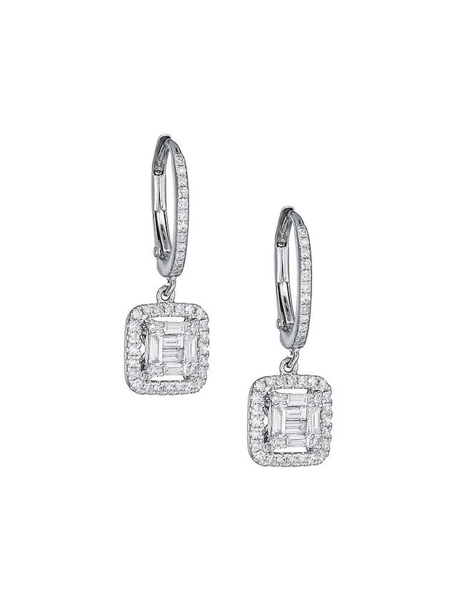 Womens 14K White Gold & 0.48 TCW Diamond Cushion Drop Earrings Product Image