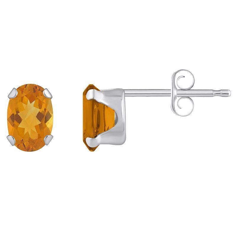 Celebration Gems 10k Gold Oval Citrine Stud Earrings, Womens, Orange Product Image