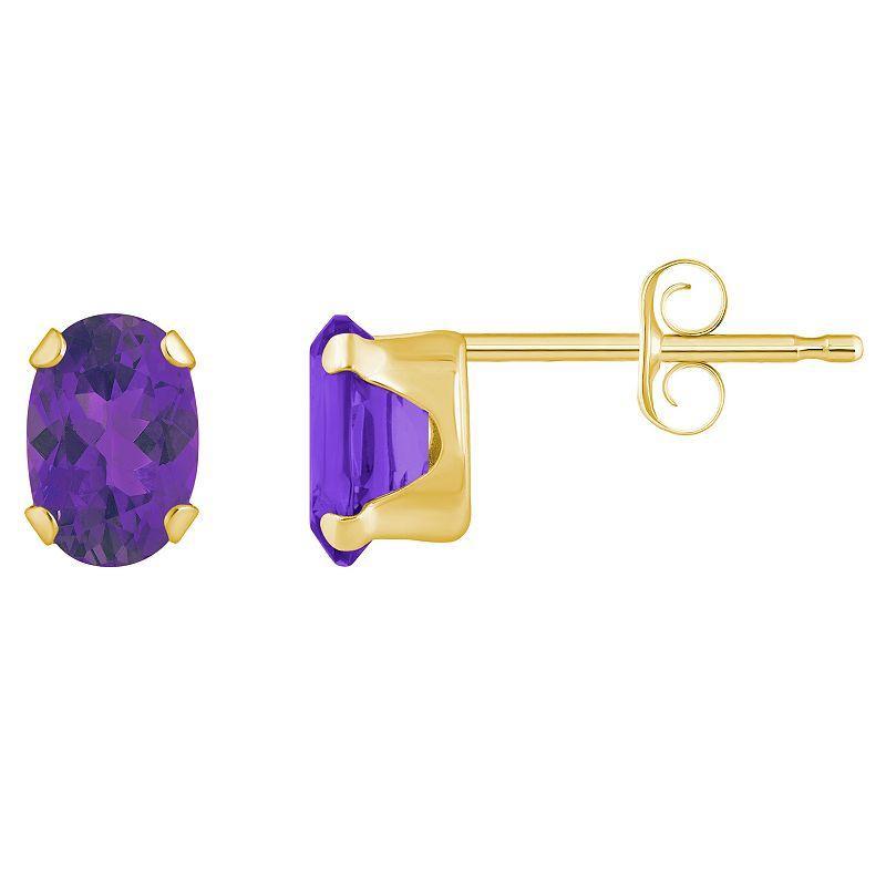 Celebration Gems 10k Gold Oval Amethyst Stud Earrings, Womens, Purple Product Image