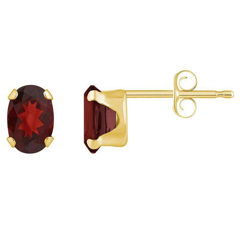 Celebration Gems 10k Gold Oval Garnet Stud Earrings, Womens, Red Product Image