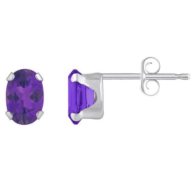 Celebration Gems 10k Gold Oval Amethyst Stud Earrings, Womens, White Product Image