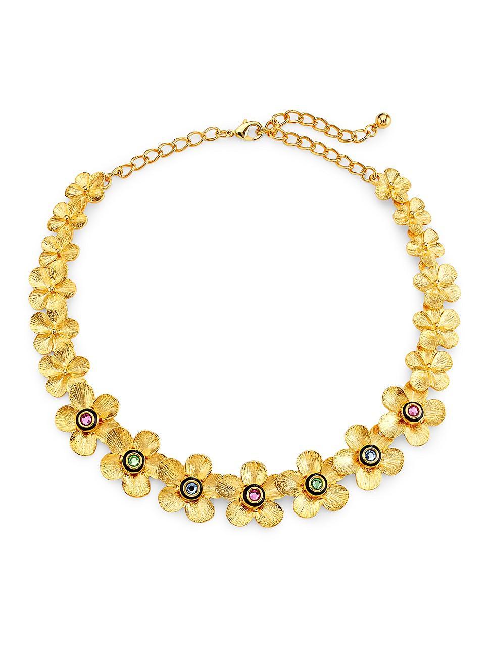 Womens 22K-Gold-Plated & Glass Crystal Flower Necklace Product Image