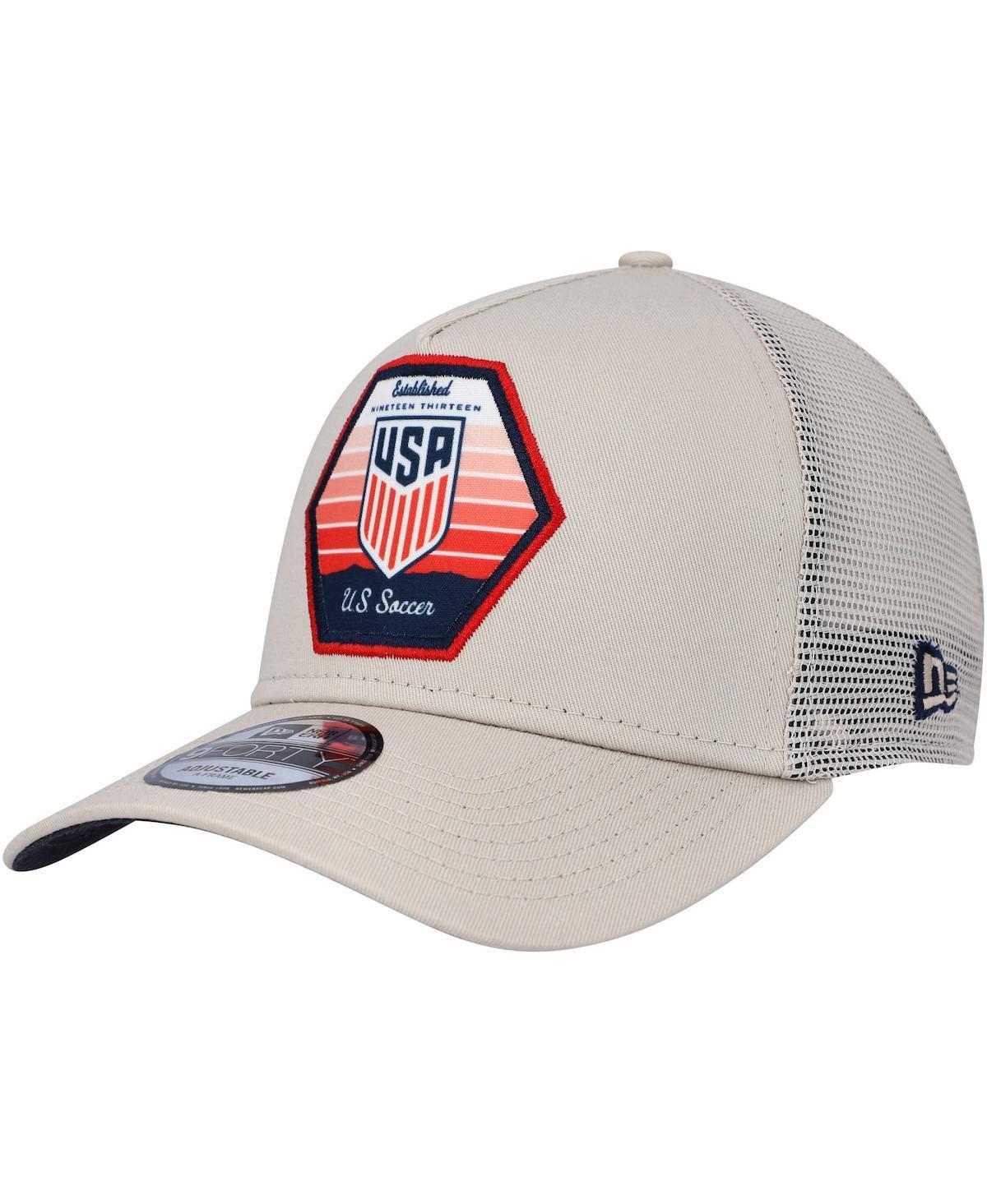 Mens New Era Khaki Usmnt Established Patch 9FORTY A-Frame Trucker Adjustable Hat Product Image