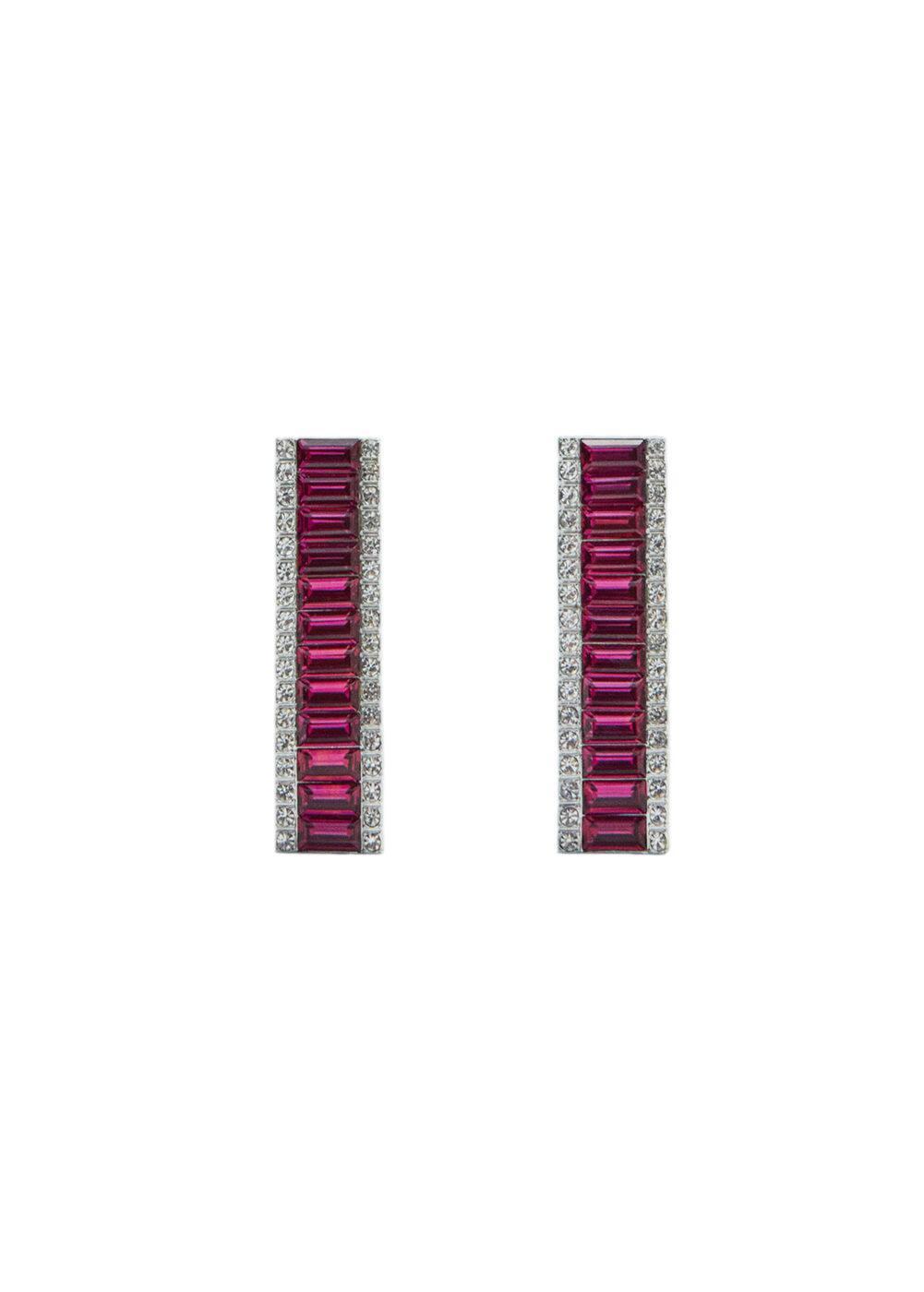 MANGO - Long crystal earrings  pink - One size - Women Product Image