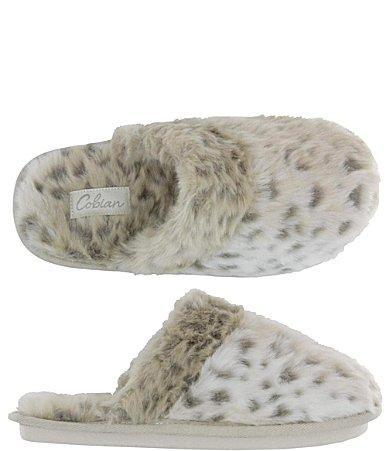 Cobian Minouu Fuzzy Faux Fur Snow Leopard Mule Slipper Product Image