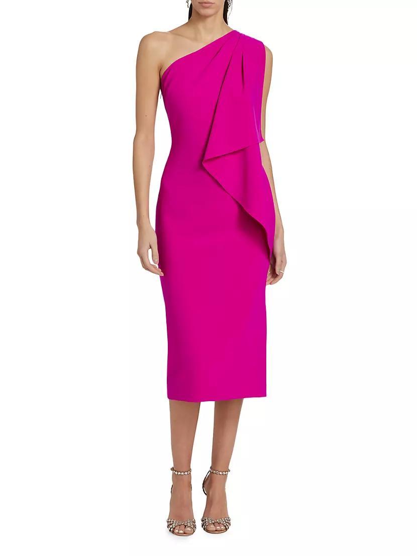 Draped One-Shoulder Midi-Dress Product Image